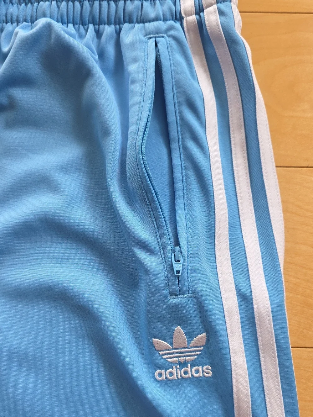 adidas Firebird Light Blue/teal Track Pants with White Side Stripes